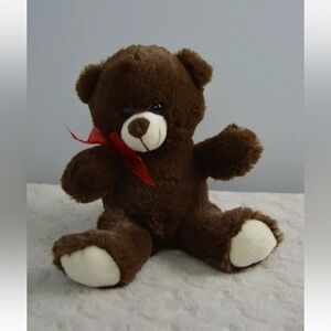 Just For You by Megatoys Teddy Bear Plush Stuffed Animal Brown White Red Bow